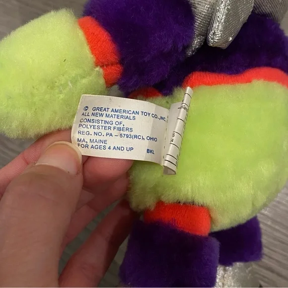Vintage Great American Toy Co. Neon Green Alien UFO Bright Plush Stuffed Animal - Picture 10 of 14